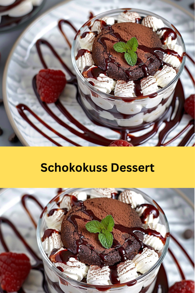 Ein Schokokuss Dessert ist eine köstliche und spielerische Nachspeise, die mit Sicherheit sowohl Groß als auch Klein begeistern wird.