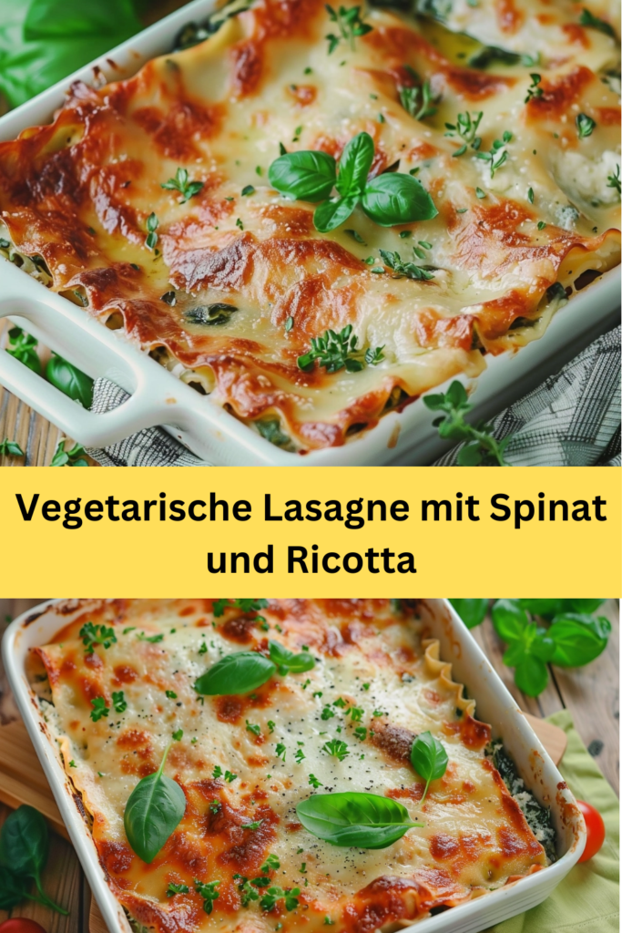Eine herzhafte vegetarische Lasagne mit Spinat und Ricotta ist das perfekte Gericht für alle, die den vollen Geschmack von frischen
