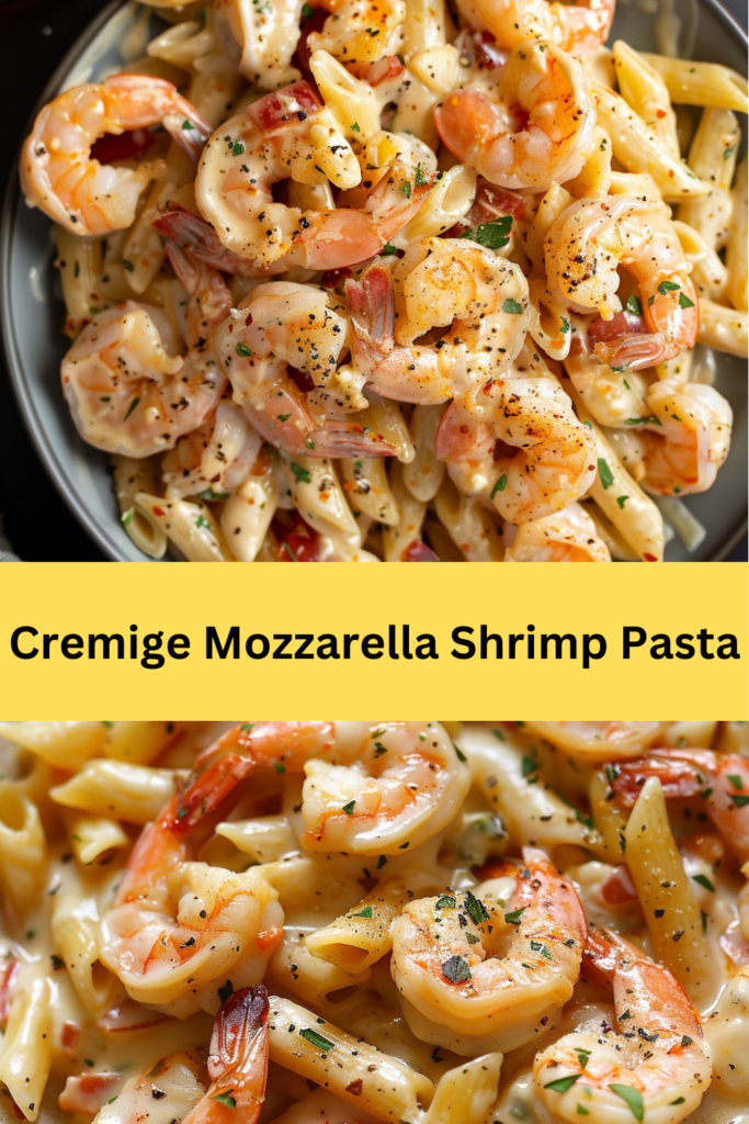 Entdecken Sie den Reichtum und den unverwechselbaren Geschmack unserer cremigen Mozzarella-Shrimp-Pasta,