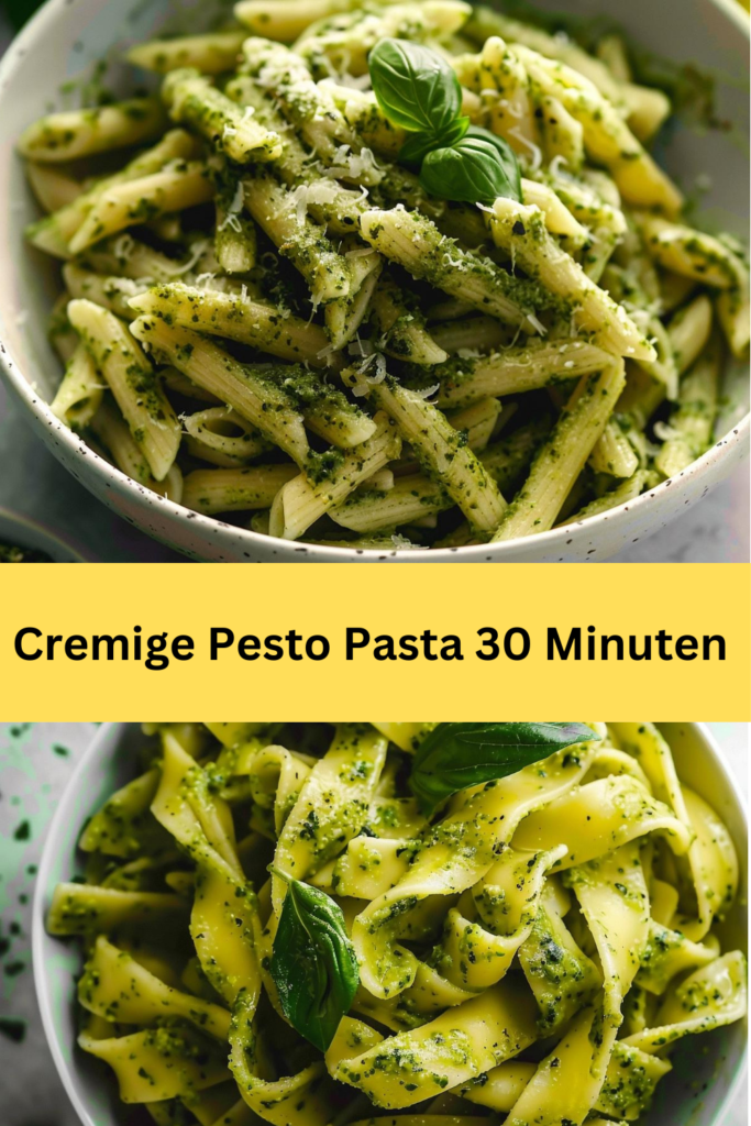 Diese schnelle und köstliche cremige Pesto-Pasta ist das perfekte Gericht für alle, die wenig Zeit haben und dennoch ein reichhaltiges