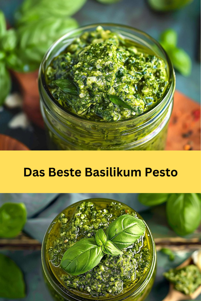 Basilikum-Pesto, ein Klassiker der italienischen Küche, ist bekannt für seinen frischen und aromatischen Geschmack.