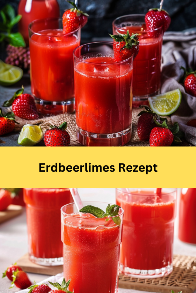 Erdbeerlimes, ein beliebtes Getränk aus Deutschland, ist die perfekte Erfrischung für warme Sommertage. Dieses süße