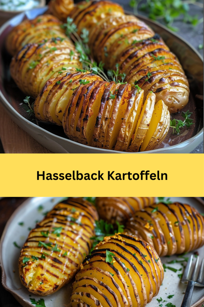 Hasselback Kartoffeln, benannt nach dem Hasselbacken Hotel in Schweden, wo sie erstmals kreiert wurden, sind eine elegante
