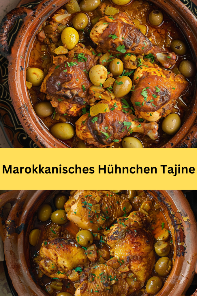 Marokkanisches Hühnchen-Tajine ist ein Gericht, das reich an Aromen und Tradition ist. Tajine, benannt nach dem kegelförmigen