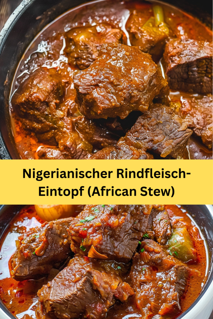 Nigerianischer Rindfleisch-Eintopf, auch bekannt als African Stew, ist ein herzhaftes und würziges Gericht, das in vielen westafrikanischen