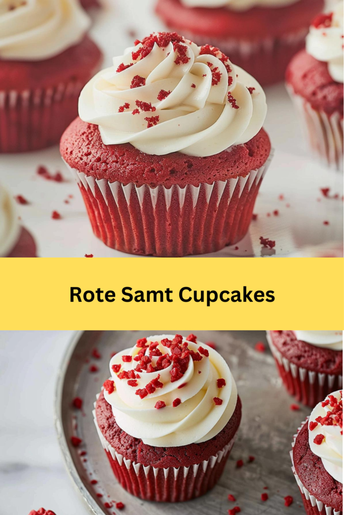 Ein Hauch von Luxus und verführerischer Geschmack erwarten Sie in jedem Bissen dieser himmlischen Roten Samt-Cupcakes.