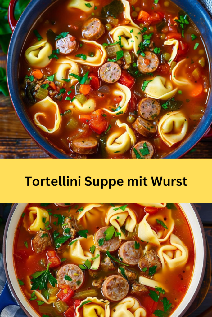 Diese herzhafte Tortellini Suppe mit Wurst ist der perfekte Weg, um sich an kühleren Tagen von innen zu wärmen.