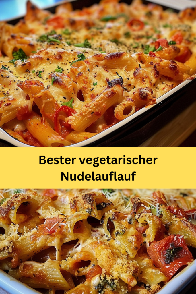 Ein herzhafter vegetarischer Nudelauflauf ist das perfekte Gericht für alle, die nach einer köstlichen und sättigenden Mahlzeit suchen,