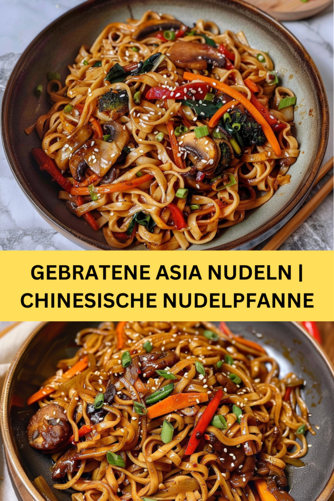 Diese asiatische Nudelpfanne ist eine köstliche Kombination aus knackigem Gemüse, aromatischen Gewürzen und herzhaften Nudeln, 